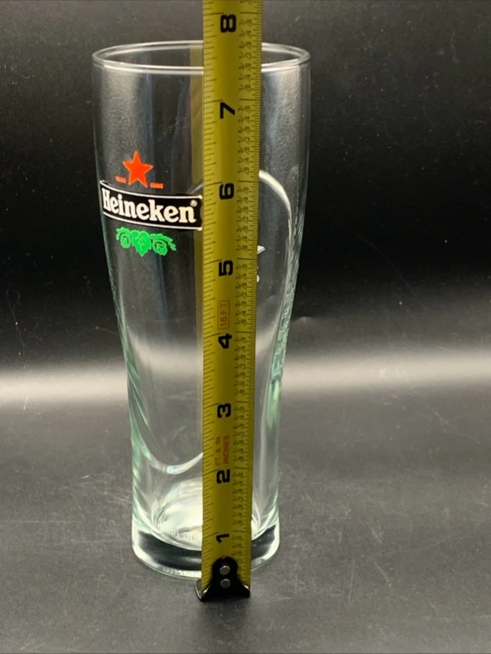 Pre Owned Heineken Red Star Logo Pilsner Glass Etched With Star on Bottom Rare